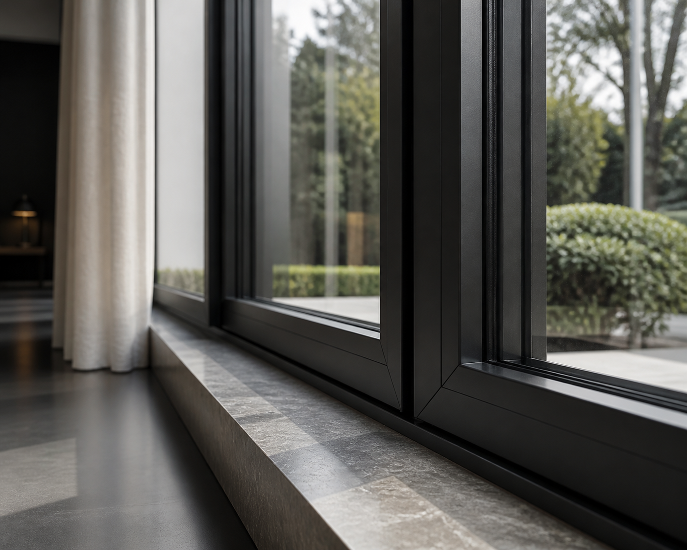Detalle arquitectónico de ventana PVC premium